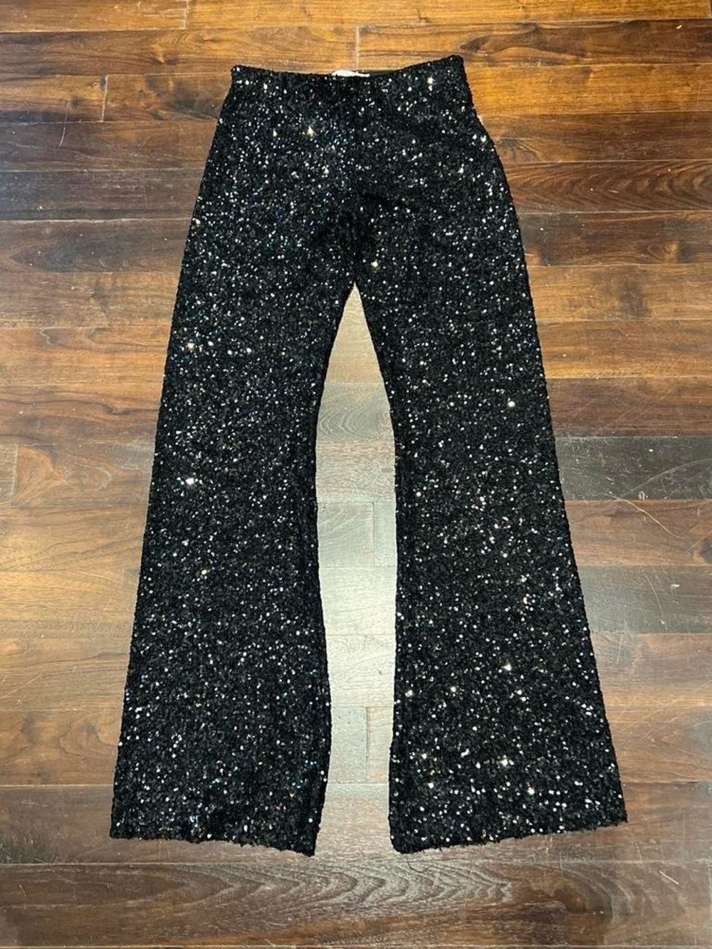 Zara Black Sequin Wide-Leg Women's Jeans